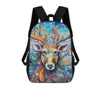 sinyumoney Children's Backpack, 3D Printed Colorful Deer Portrait-22 Backpack, Backpack for Boys Girls, 17 Inch Adjustable Lightweight School Bag for Primary School 17inch