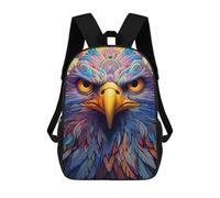 sinyumoney Children's Backpack, 3D Printed Colorful Eagle Portrait-13 Backpack, Backpack for Boys Girls, 17 Inch Adjustable Lightweight School Bag for Primary School 17inch