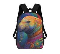 sinyumoney Children's Backpack, 3D Printed Colorful Elephant Portrait Backpack, Backpack for Boys Girls, 17 Inch Adjustable Lightweight School Bag for Primary School 17inch