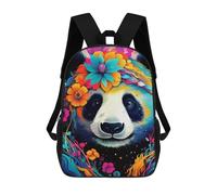 sinyumoney Children's Backpack, 3D Printed Colorful Floral Panda Backpack, Backpack for Boys Girls, 17 Inch Adjustable Lightweight School Bag for Primary School 17inch