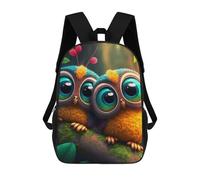 sinyumoney Children's Backpack, 3D Printed Colorful Forest Owls Backpack, Backpack for Boys Girls, 17 Inch Adjustable Lightweight School Bag for Primary School 17inch