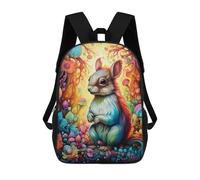 sinyumoney Children's Backpack, 3D Printed Colorful Forest Squirrel Backpack, Backpack for Boys Girls, 17 Inch Adjustable Lightweight School Bag for Primary School 17inch