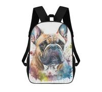 sinyumoney Children's Backpack, 3D Printed Colorful French Bulldog Art Print Backpack, Backpack for Boys Girls, 17 Inch Adjustable Lightweight School Bag for Primary School 17inch