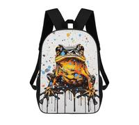 sinyumoney Children's Backpack 3D Printed Colorful Frog Painting Schoolbag Student Daypack Fashion Casual Lightweight School Bags for School College Travel 17inch