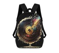 sinyumoney Children's Backpack 3D Printed Colorful Golden Record Schoolbag Student Daypack Fashion Casual Lightweight School Bags for School College Travel 17inch