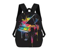 sinyumoney Children's Backpack 3D Printed Colorful Grand Piano Schoolbag Student Daypack Fashion Casual Lightweight School Bags for School College Travel 17inch
