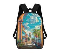 sinyumoney Children's Backpack 3D Printed Colorful Havana Cuba Cityscape Illustration Schoolbag Student Daypack Fashion Casual Lightweight School Bags for School College Travel 17inch