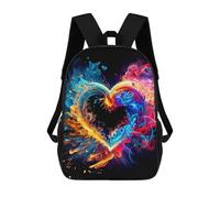 sinyumoney Children's Backpack, 3D Printed Colorful Heart Painting -2 Backpack, Backpack for Boys Girls, 17 Inch Adjustable Lightweight School Bag for Primary School 17inch