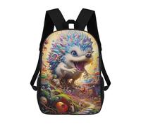 sinyumoney Children's Backpack, 3D Printed Colorful Hedgehog Fantasy Land Backpack, Backpack for Boys Girls, 17 Inch Adjustable Lightweight School Bag for Primary School 17inch