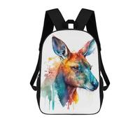 sinyumoney Children's Backpack 3D Printed Colorful Kangaroo Portrait Art Print Schoolbag Student Daypack Fashion Casual Lightweight School Bags for School College Travel 17inch