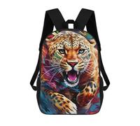 sinyumoney Children's Backpack, 3D Printed Colorful Leopard Artwork -1 Backpack, Backpack for Boys Girls, 17 Inch Adjustable Lightweight School Bag for Primary School 17inch