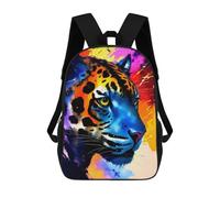 sinyumoney Children's Backpack, 3D Printed Colorful Leopard Portrait -9 Backpack, Backpack for Boys Girls, 17 Inch Adjustable Lightweight School Bag for Primary School 17inch