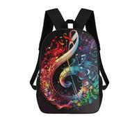 sinyumoney Children's Backpack, 3D Printed Colorful Musical Harmony Artwork Backpack, Backpack for Boys Girls, 17 Inch Adjustable Lightweight School Bag for Primary School 17inch