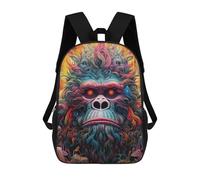 sinyumoney Children's Backpack, 3D Printed Colorful Mythical Beast Portrait Backpack, Backpack for Boys Girls, 17 Inch Adjustable Lightweight School Bag for Primary School 17inch