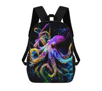 sinyumoney Children's Backpack 3D Printed Colorful Octopus Artwork-1 Schoolbag Student Daypack Fashion Casual Lightweight School Bags for School College Travel 17inch