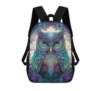 sinyumoney Children's Backpack, 3D Printed Colorful Owl Artwork-30 Backpack, Backpack for Boys Girls, 17 Inch Adjustable Lightweight School Bag for Primary School 17inch