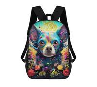 sinyumoney Children's Backpack, 3D Printed Colorful Painted Dog Art Backpack, Backpack for Boys Girls, 17 Inch Adjustable Lightweight School Bag for Primary School 17inch