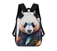 sinyumoney Children's Backpack, 3D Printed Colorful Panda Art Print-2 Backpack, Backpack for Boys Girls, 17 Inch Adjustable Lightweight School Bag for Primary School 17inch