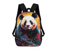 sinyumoney Children's Backpack, 3D Printed Colorful Panda Artwork-1 Backpack, Backpack for Boys Girls, 17 Inch Adjustable Lightweight School Bag for Primary School 17inch