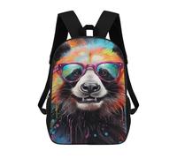 sinyumoney Children's Backpack, 3D Printed Colorful Panda Portrait Backpack, Backpack for Boys Girls, 17 Inch Adjustable Lightweight School Bag for Primary School 17inch