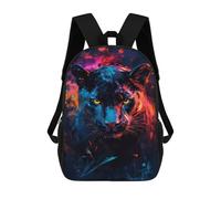 sinyumoney Children's Backpack, 3D Printed Colorful Panther Portrait Backpack, Backpack for Boys Girls, 17 Inch Adjustable Lightweight School Bag for Primary School 17inch