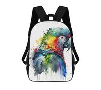 sinyumoney Children's Backpack 3D Printed Colorful Parrot Watercolor Art Print Schoolbag Student Daypack Fashion Casual Lightweight School Bags for School College Travel 17inch