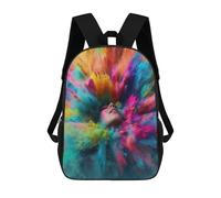 sinyumoney Children's Backpack, 3D Printed Colorful Powder Explosion Art-3 Backpack, Backpack for Boys Girls, 17 Inch Adjustable Lightweight School Bag for Primary School 17inch