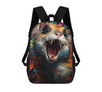 sinyumoney Children's Backpack, 3D Printed Colorful Roaring Cat Art Backpack, Backpack for Boys Girls, 17 Inch Adjustable Lightweight School Bag for Primary School 17inch