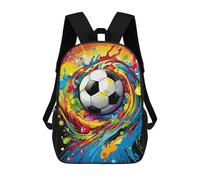 sinyumoney Children's Backpack, 3D Printed Colorful Soccer Ball Art -1 Backpack, Backpack for Boys Girls, 17 Inch Adjustable Lightweight School Bag for Primary School 17inch