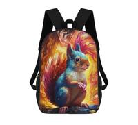 sinyumoney Children's Backpack, 3D Printed Colorful Squirrel in Flames Backpack, Backpack for Boys Girls, 17 Inch Adjustable Lightweight School Bag for Primary School 17inch