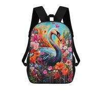 sinyumoney Children's Backpack, 3D Printed Colorful Swan Mural Backpack, Backpack for Boys Girls, 17 Inch Adjustable Lightweight School Bag for Primary School 17inch
