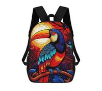 sinyumoney Children's Backpack, 3D Printed Colorful Toucan Artwork Backpack, Backpack for Boys Girls, 17 Inch Adjustable Lightweight School Bag for Primary School 17inch