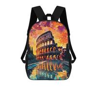 sinyumoney Children's Backpack, 3D Printed Colosseum in Rome Backpack, Backpack for Boys Girls, 17 Inch Adjustable Lightweight School Bag for Primary School 17inch