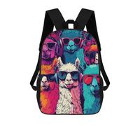 sinyumoney Children's Backpack 3D Printed Cool Llamas in Sunglasses Schoolbag Student Daypack Fashion Casual Lightweight School Bags for School College Travel 17inch