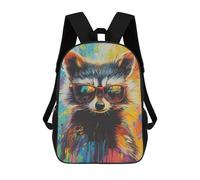 sinyumoney Children's Backpack 3D Printed Cool Raccoon in Sunglasses Schoolbag Student Daypack Fashion Casual Lightweight School Bags for School College Travel 17inch