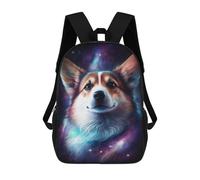 sinyumoney Children's Backpack, 3D Printed Cosmic Corgi Portrait-17 Backpack, Backpack for Boys Girls, 17 Inch Adjustable Lightweight School Bag for Primary School 17inch