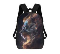 sinyumoney Children's Backpack 3D Printed Cosmic Lion Profile Schoolbag Student Daypack Fashion Casual Lightweight School Bags for School College Travel 17inch