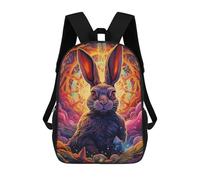 sinyumoney Children's Backpack, 3D Printed Cosmic Rabbit A Digital Artwork Backpack, Backpack for Boys Girls, 17 Inch Adjustable Lightweight School Bag for Primary School 17inch