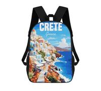 sinyumoney Children's Backpack 3D Printed Crete Greece Schoolbag Student Daypack Fashion Casual Lightweight School Bags for School College Travel 17inch