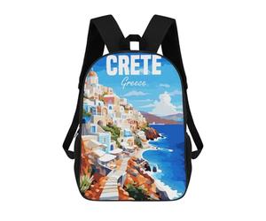 sinyumoney Children's Backpack 3D Printed Crete Greece Schoolbag Student Daypack Fashion Casual Lightweight School Bags for School College Travel 17inch