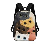 sinyumoney Children's Backpack 3D Printed Cute Cats Illustration Schoolbag Student Daypack Fashion Casual Lightweight School Bags for School College Travel 17inch