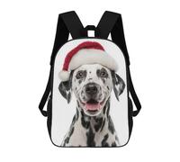 sinyumoney Children's Backpack 3D Printed Dalmatian Dog Wearing A Santa Hat Schoolbag Student Daypack Fashion Casual Lightweight School Bags for School College Travel 17inch