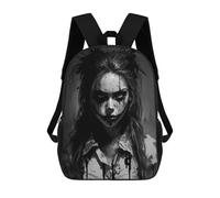 sinyumoney Children's Backpack, 3D Printed Dark Art Portrait Backpack, Backpack for Boys Girls, 17 Inch Adjustable Lightweight School Bag for Primary School 17inch