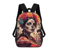 sinyumoney Children's Backpack, 3D Printed Day of The Dead Celebration-2 Backpack, Backpack for Boys Girls, 17 Inch Adjustable Lightweight School Bag for Primary School 17inch