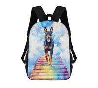 sinyumoney Children's Backpack 3D Printed Doberman Rainbow Bridge Schoolbag Student Daypack Fashion Casual Lightweight School Bags for School College Travel 17inch