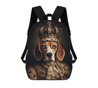 sinyumoney Children's Backpack 3D Printed Dog As A King Schoolbag Student Daypack Fashion Casual Lightweight School Bags for School College Travel 17inch