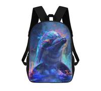 sinyumoney Children's Backpack 3D Printed Dolphin In Colorful Paint Schoolbag Student Daypack Fashion Casual Lightweight School Bags for School College Travel 17inch