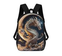 sinyumoney Children's Backpack, 3D Printed Dragon Moonlit Majesty -1 Backpack, Backpack for Boys Girls, 17 Inch Adjustable Lightweight School Bag for Primary School 17inch