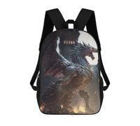 sinyumoney Children's Backpack, 3D Printed Dragon's Fiery Majesty -1 Backpack, Backpack for Boys Girls, 17 Inch Adjustable Lightweight School Bag for Primary School 17inch