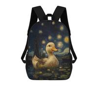 sinyumoney Children's Backpack 3D Printed Duck in Starry Night Schoolbag Student Daypack Fashion Casual Lightweight School Bags for School College Travel 17inch